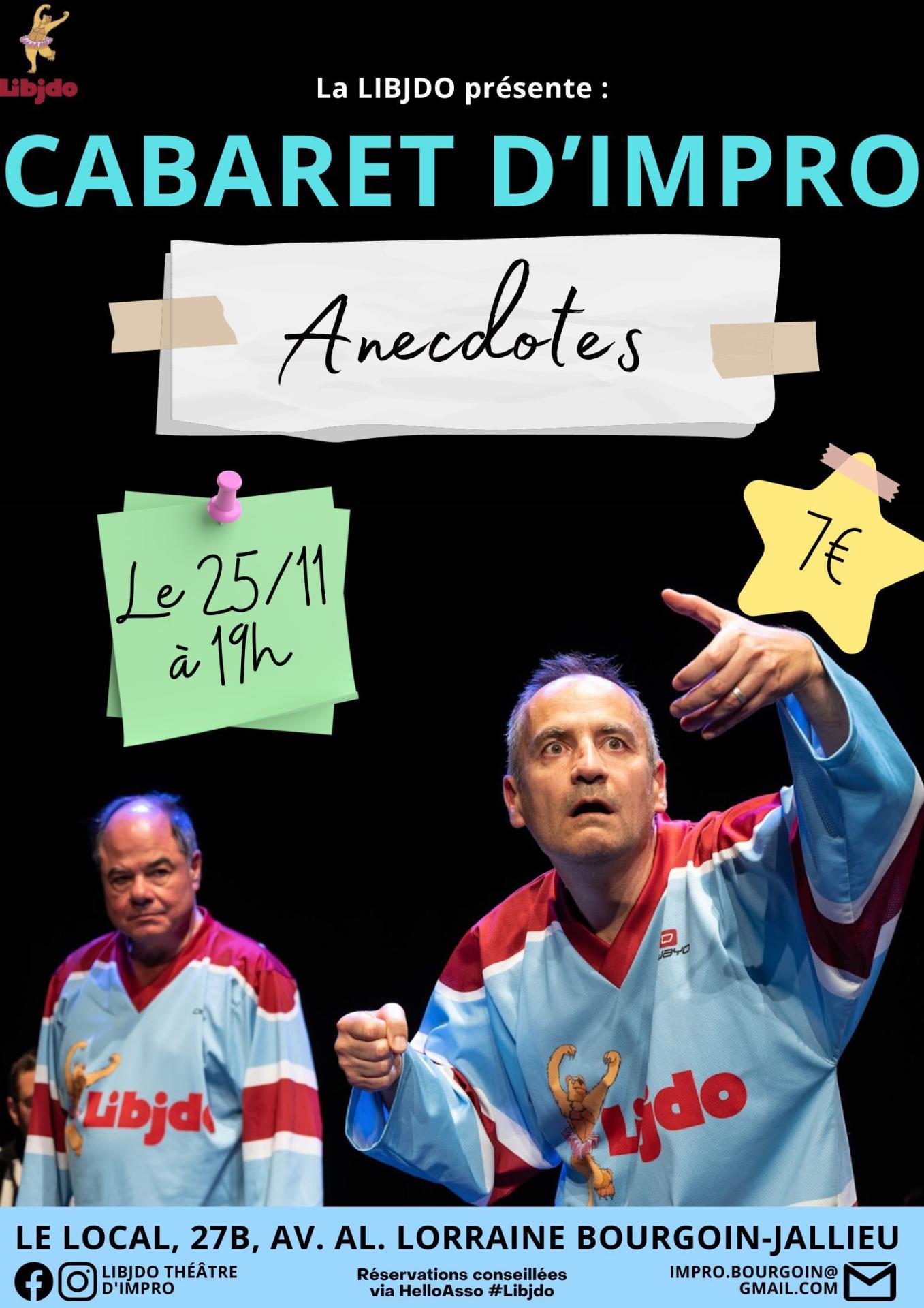 Cabaret anecdotes 25 novembre